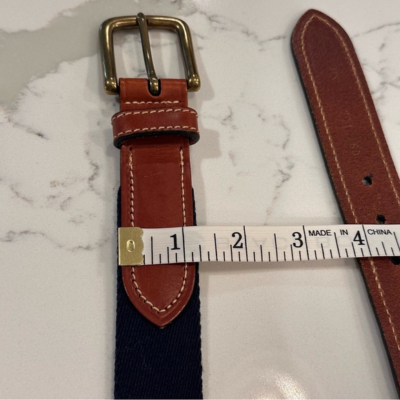 Tommy Hilfiger Mens Leather Canvas 2-Tone Belt Size 40 Blue Green USA Vintage - Picture 10 of 11